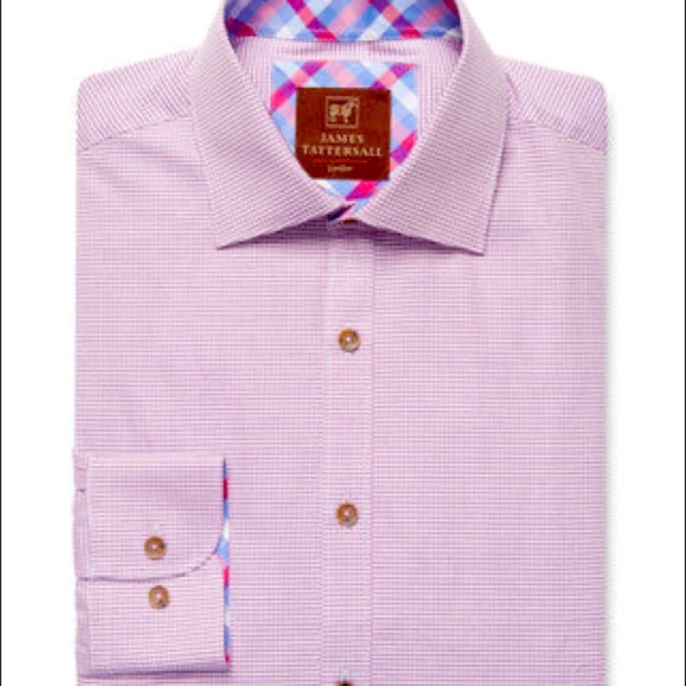 NEW James Tattersall Pink Covent Dress Shirt